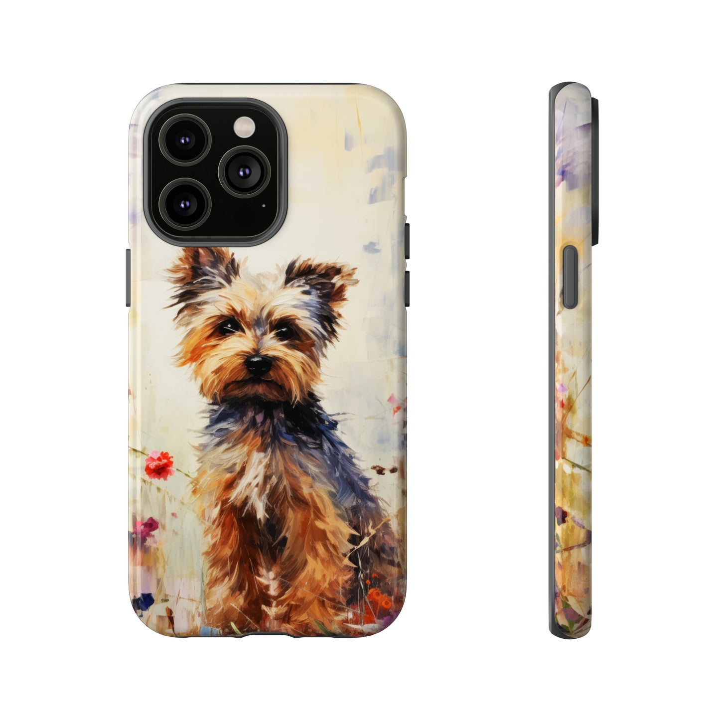 Yorkie in flowers Tough Cases
