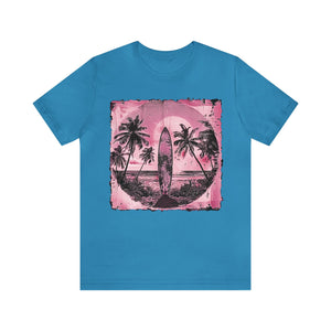 Pink vintage surfboard Unisex Jersey Short Sleeve Tee