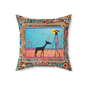Dog Walker Square Pillow