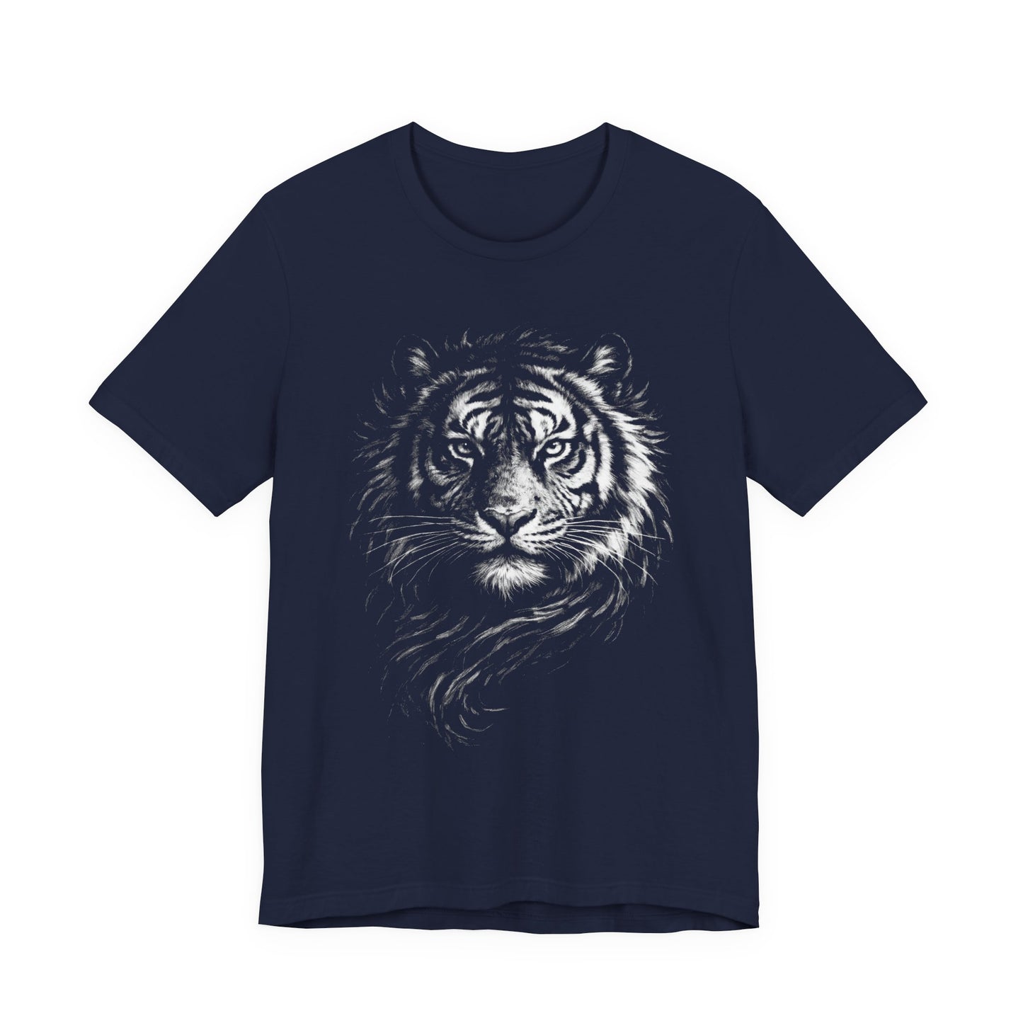Tiger in chalk drawing style, animal art tee, Unisex Jersey Short Sleeve Tee