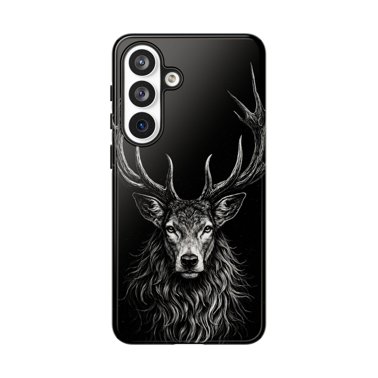 Stag Head drawing Phone Case — Chalk drawing on black of a Deer Protective Phone Cover