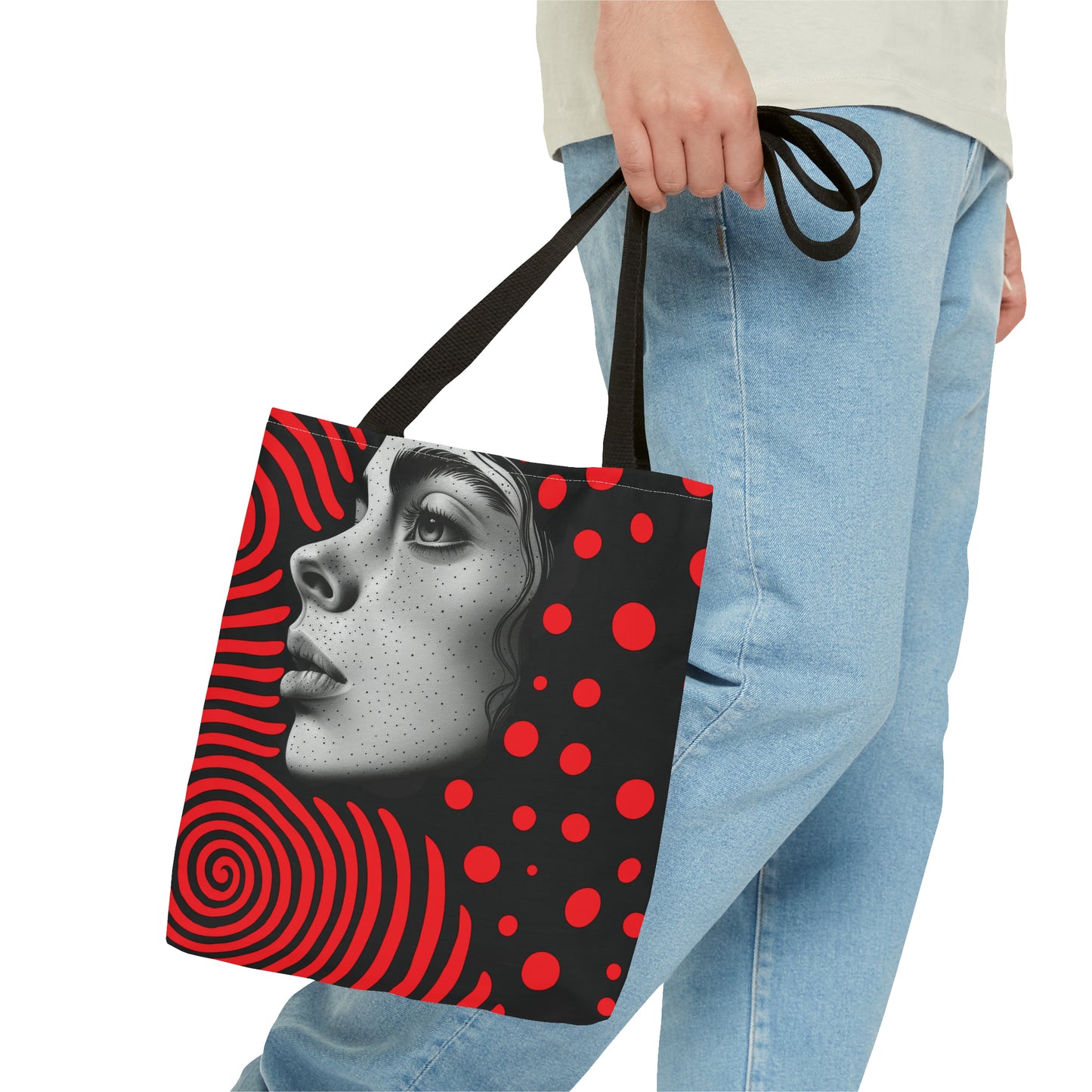 Red swirl Tote Bag in 3 sizes