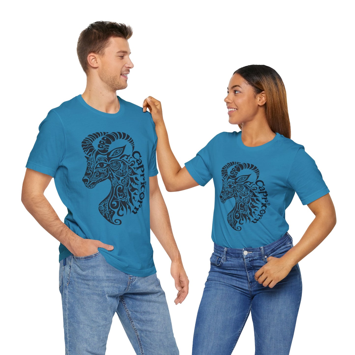 Capricorn with black graphic Unisex Jersey Short Sleeve Tee