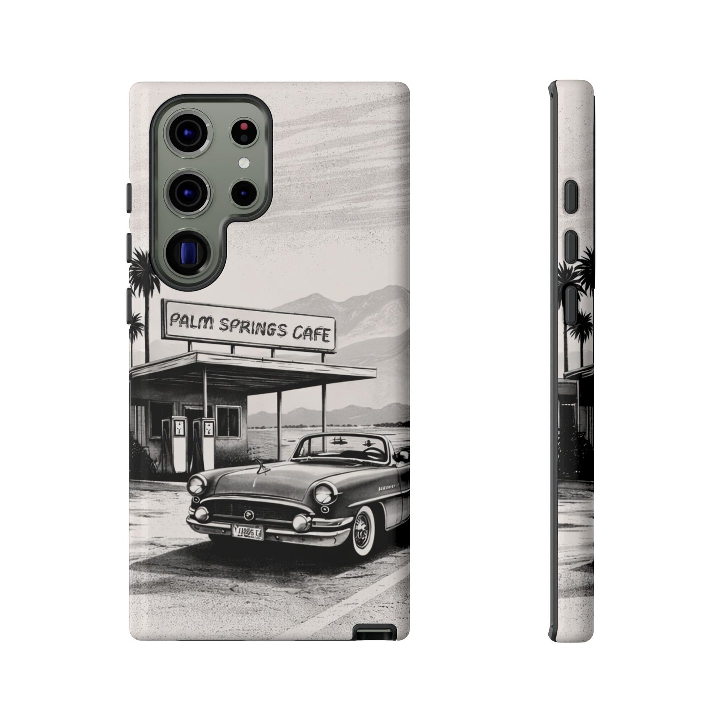 Vintage Palm Springs Cafe Phone Case – Retro Convertible Roadtrip Design