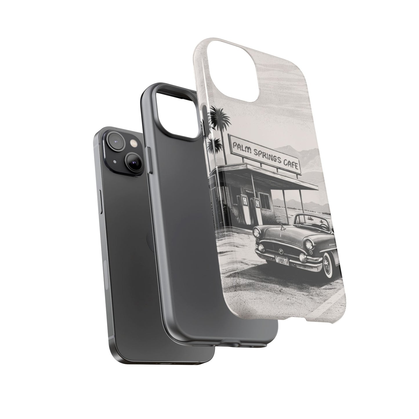 Vintage Palm Springs Cafe Phone Case – Retro Convertible Roadtrip Design