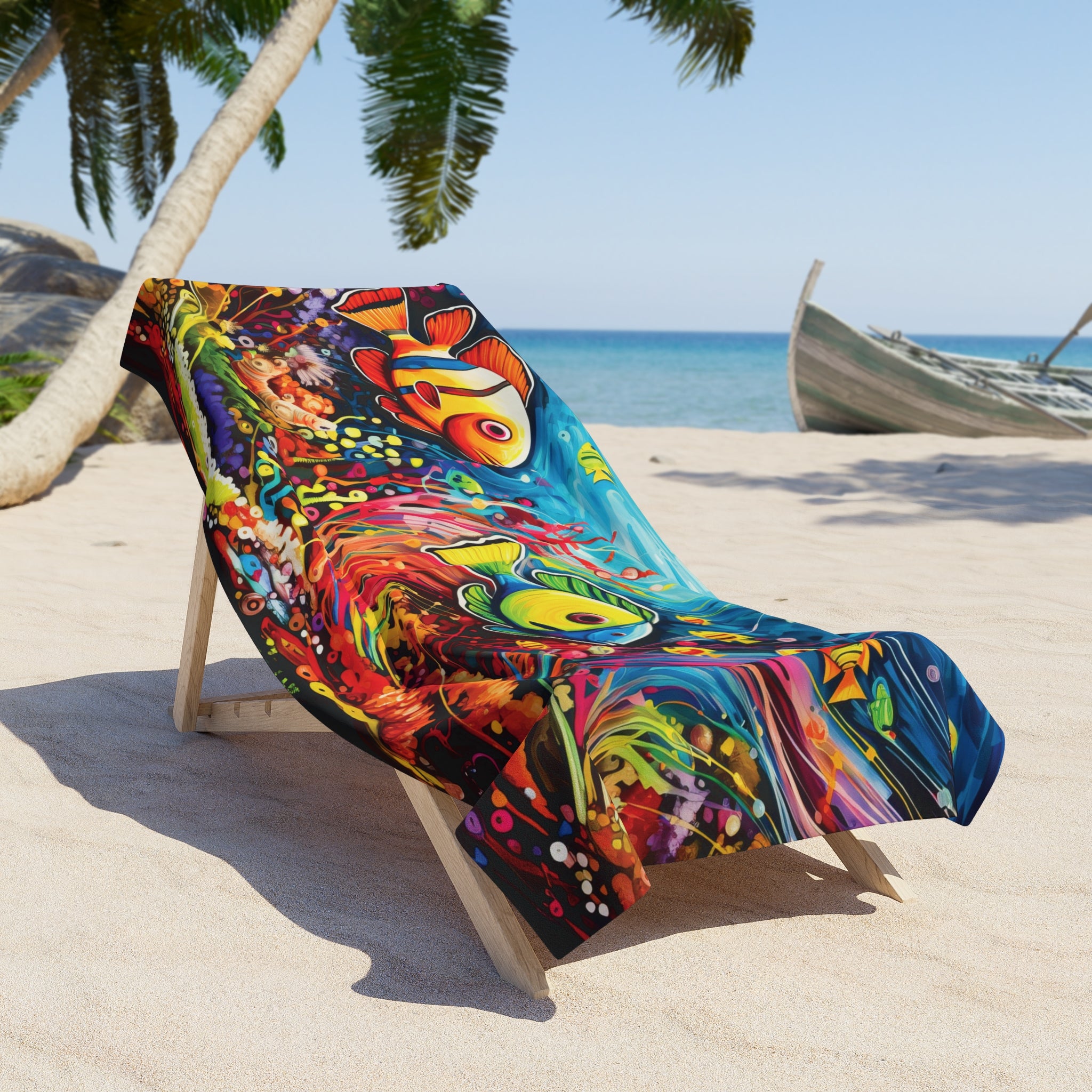 Colorful reef fish Beach Towel in two sizes