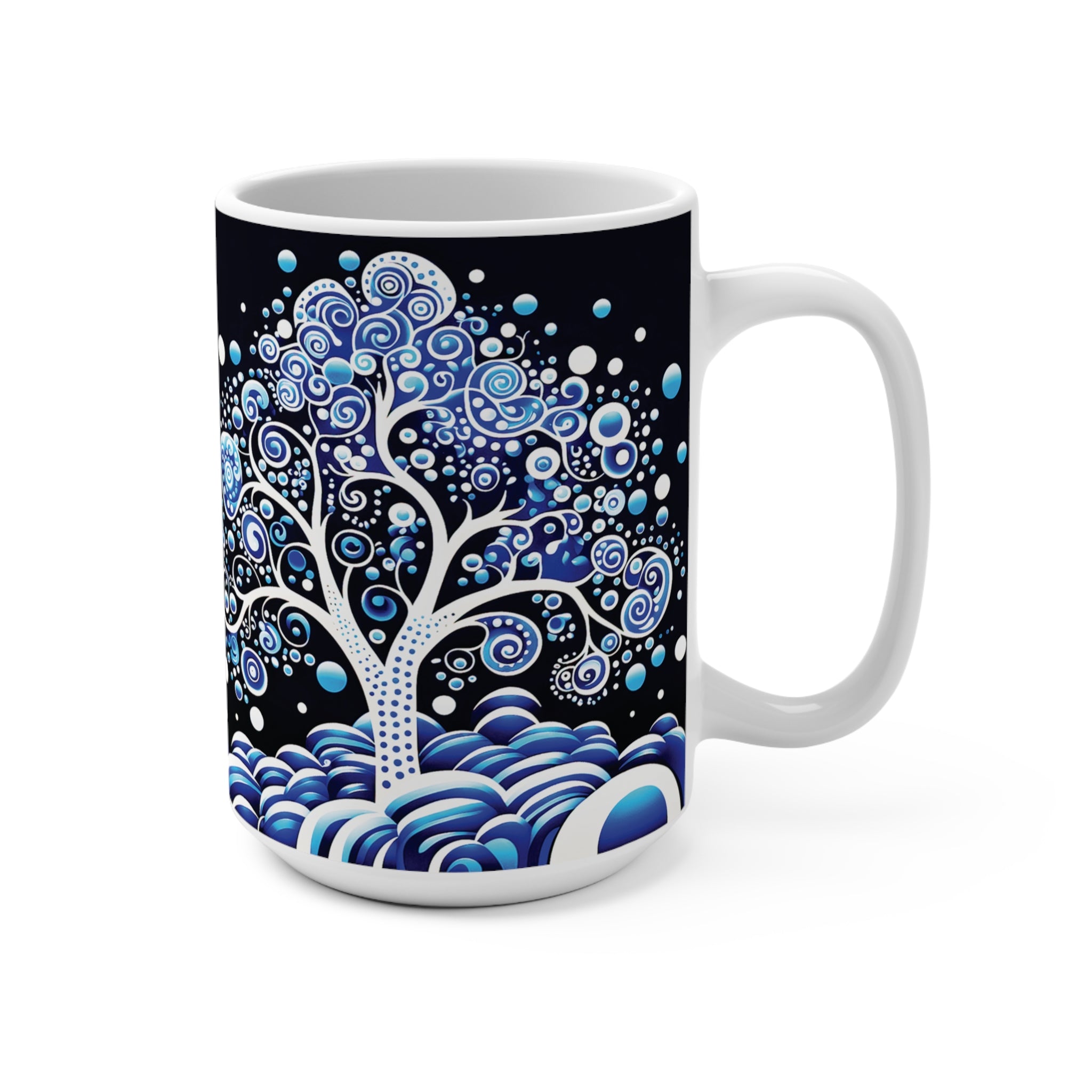 Mug 15oz Blue & White Pear tree