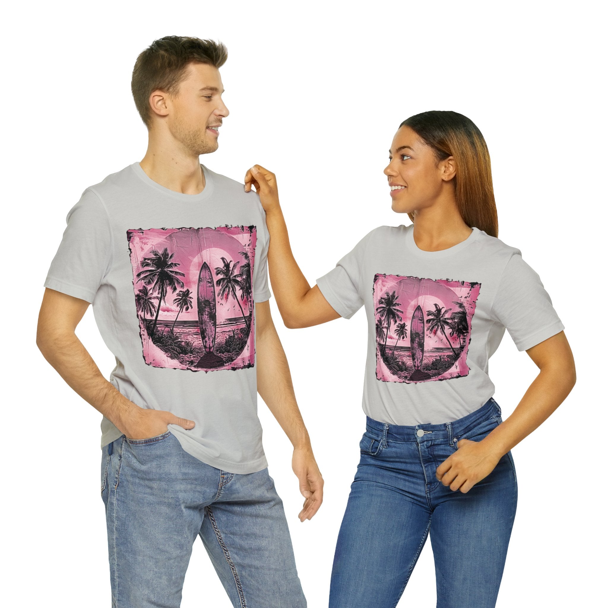 Pink vintage surfboard Unisex Jersey Short Sleeve Tee