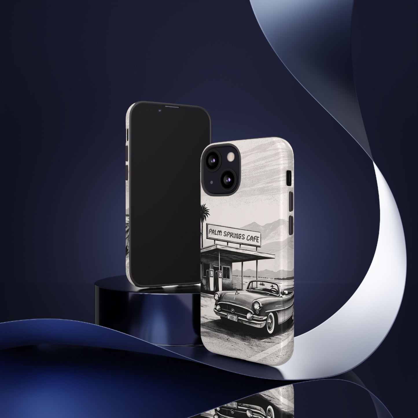Vintage Palm Springs Cafe Phone Case – Retro Convertible Roadtrip Design