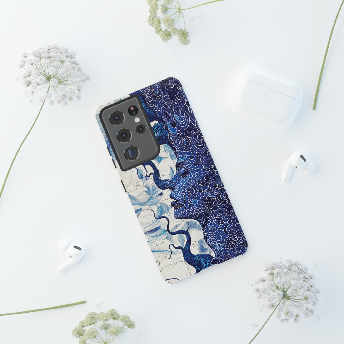 Phone Case, blue woman Artistic design, Tough Case, Colorful whimsical fantasy design, iPhone 15, 14, 13, 12, 11, Samsung, Pixel