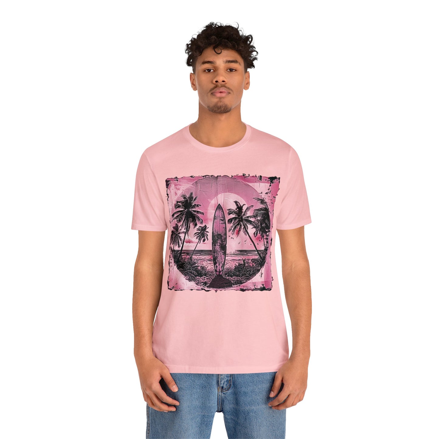 Pink vintage surfboard Unisex Jersey Short Sleeve Tee