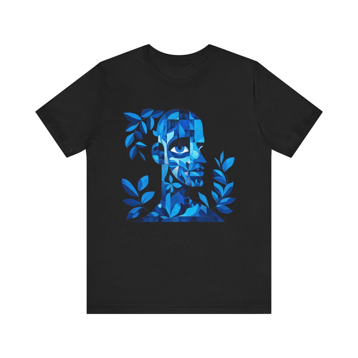 Blue Floral Art Unisex Tee, Artistic Graphic Shirt, Trendy Summer Wear, Gift for Art Lovers, Casual Everyday Style