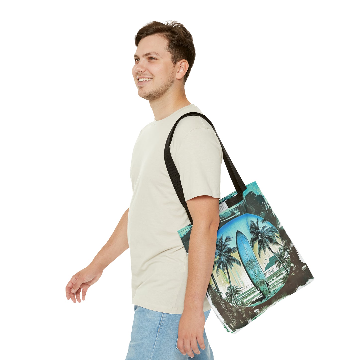 Blue surfboard Tote Bag (AOP)