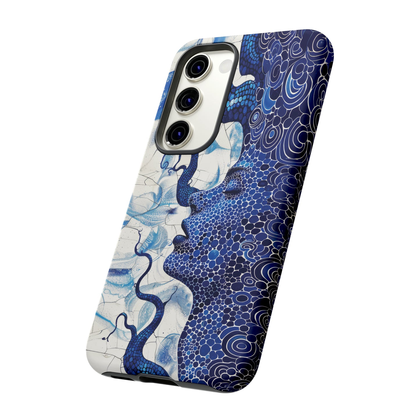 Phone Case, blue woman Artistic design, Tough Case, Colorful whimsical fantasy design, iPhone 15, 14, 13, 12, 11, Samsung, Pixel