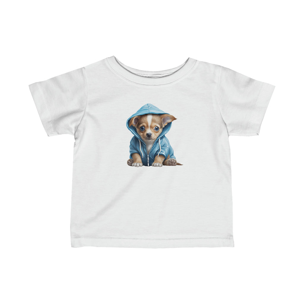 Chihuahua Puppy in blue hoodie Infant Fine Jersey Tee