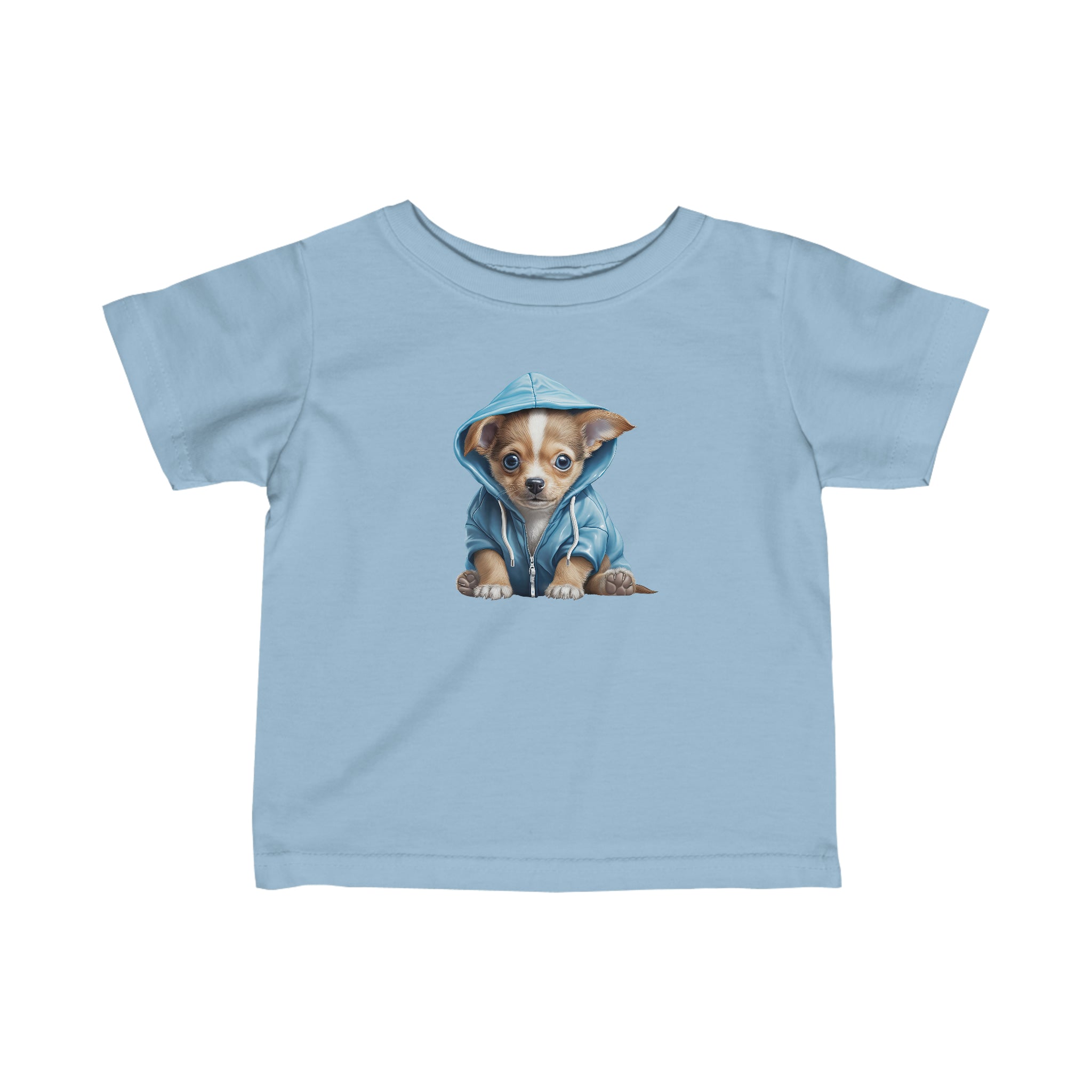 Chihuahua Puppy in blue hoodie Infant Fine Jersey Tee