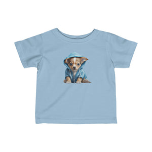 Chihuahua Puppy in blue hoodie Infant Fine Jersey Tee