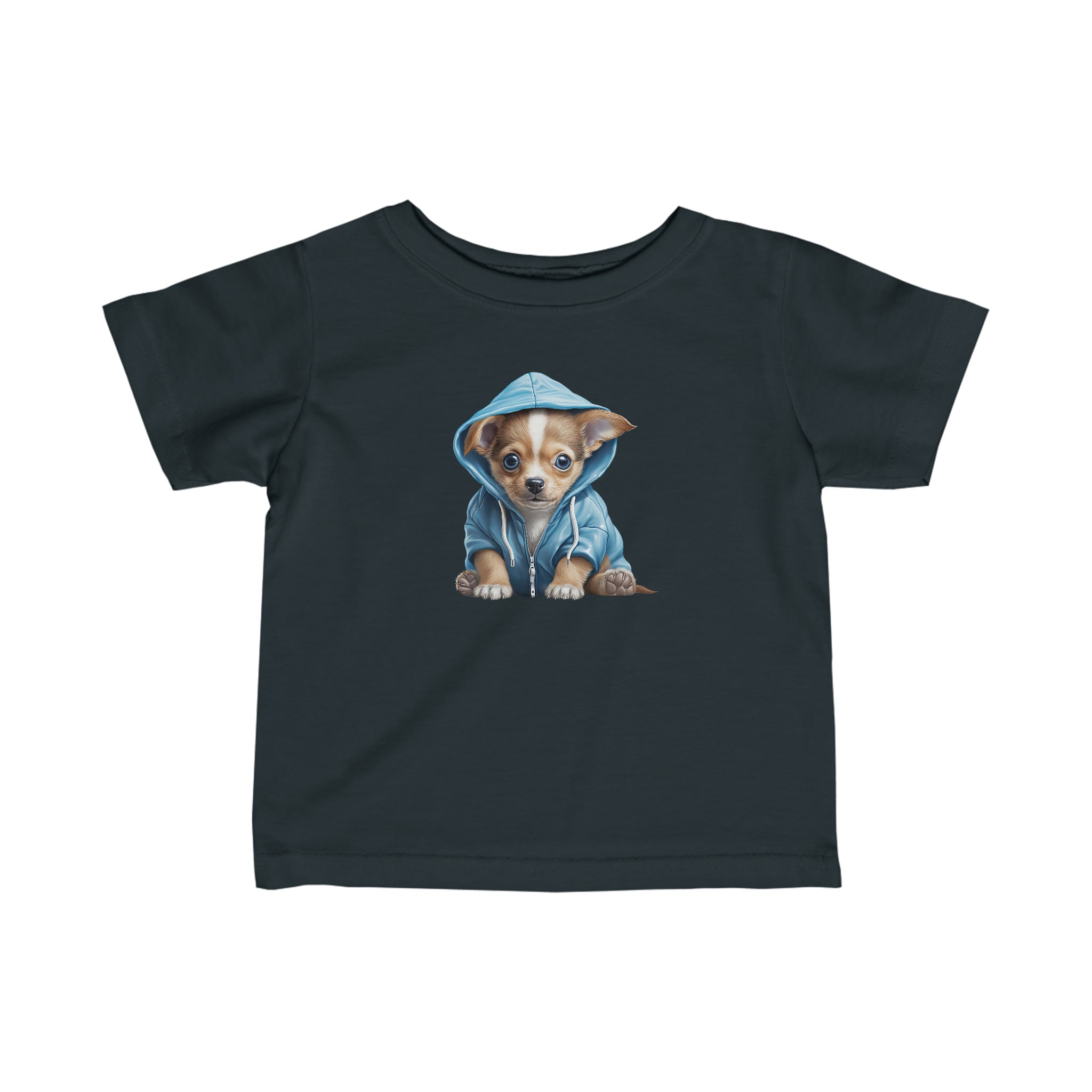 Chihuahua Puppy in blue hoodie Infant Fine Jersey Tee