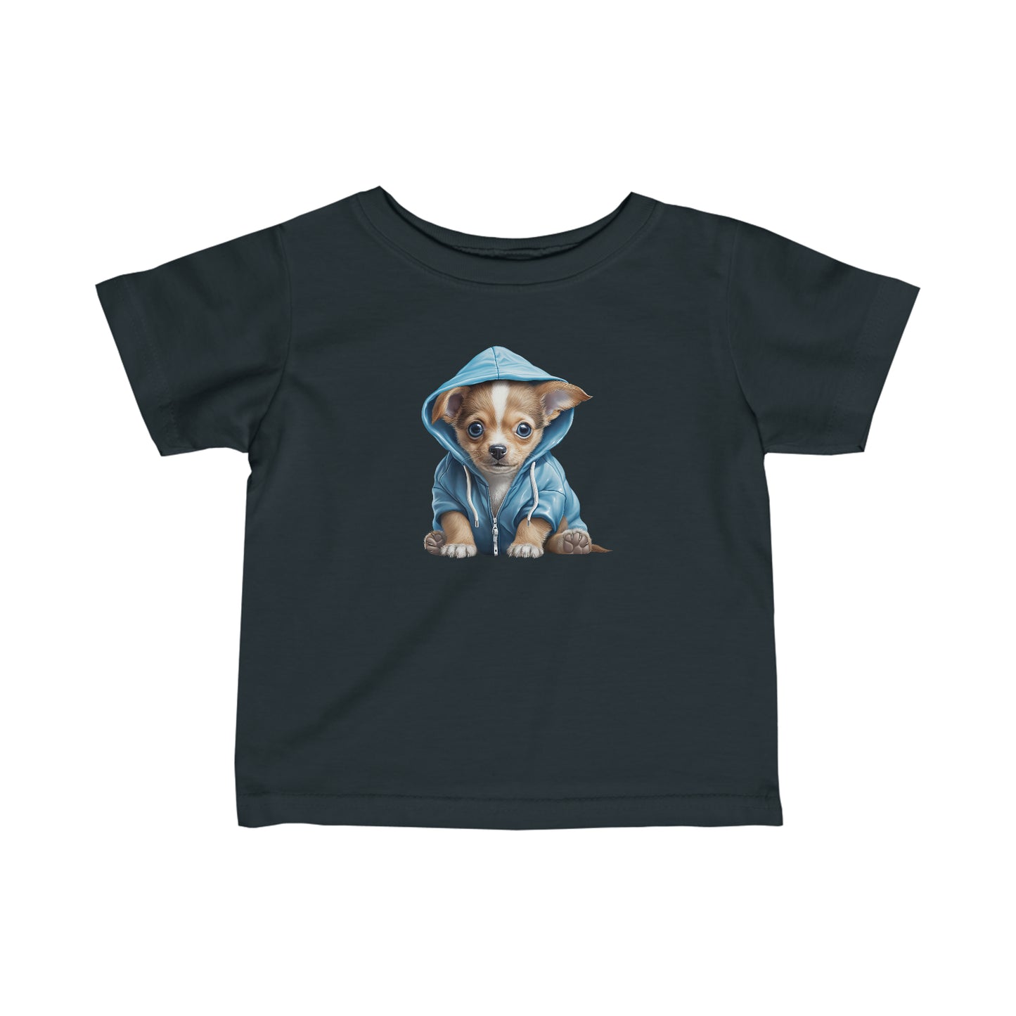 Chihuahua Puppy in blue hoodie Infant Fine Jersey Tee