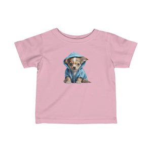Chihuahua Puppy in blue hoodie Infant Fine Jersey Tee