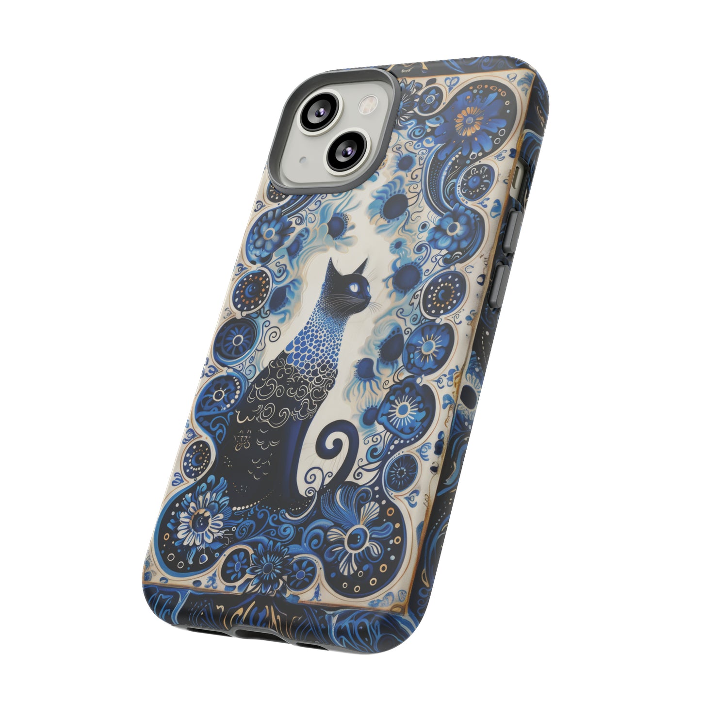 Black cat in frame Tough Cases