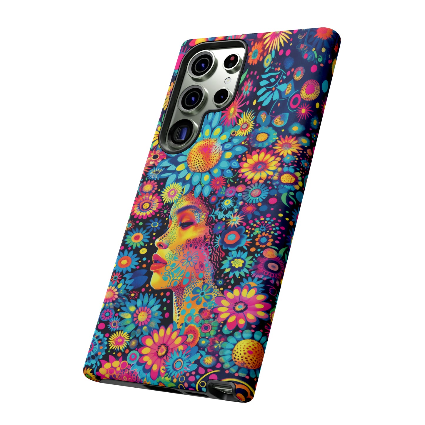 Phone Case, whimsical flower girl, Artistic design, Tough Case, Colorful flower fantasy design, iPhone 15, 14, 13, 12, 11, Samsung, Pixel