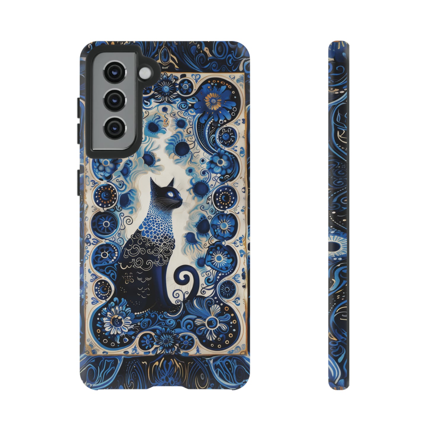 Black cat in frame Tough Cases