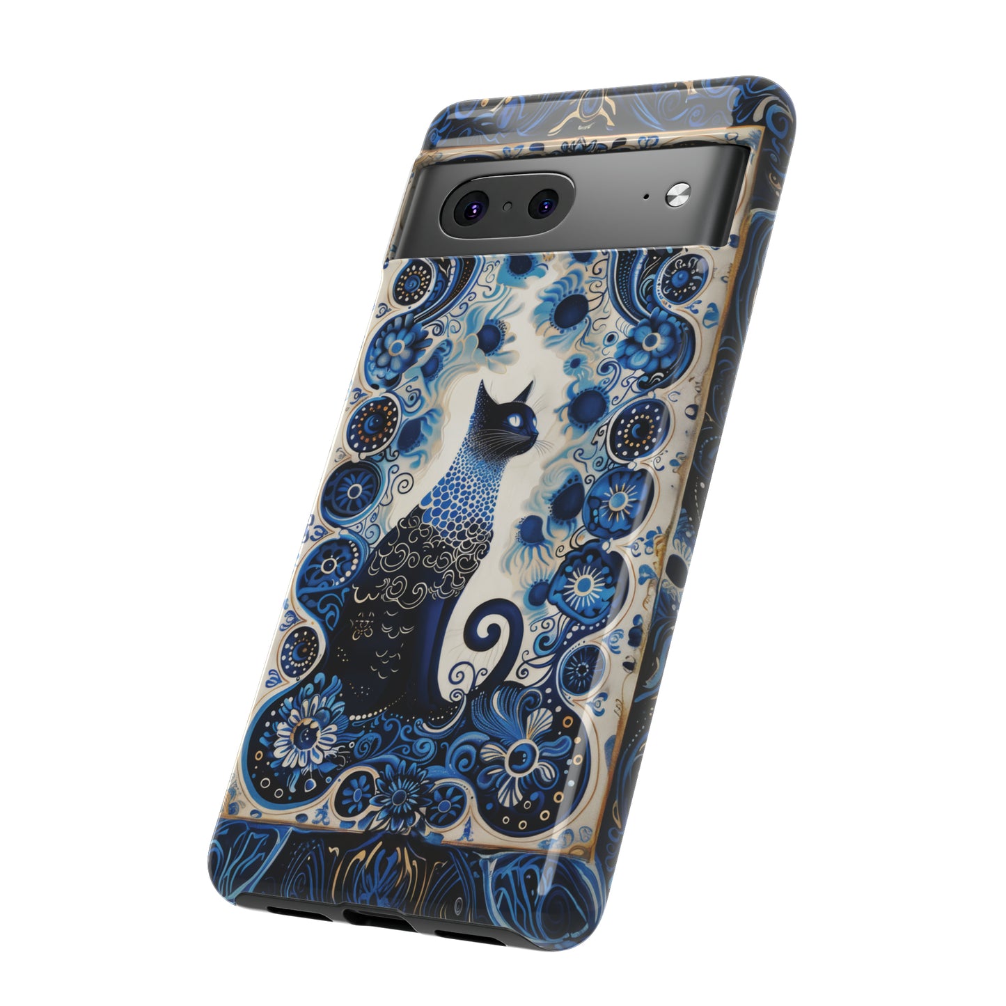 Black cat in frame Tough Cases