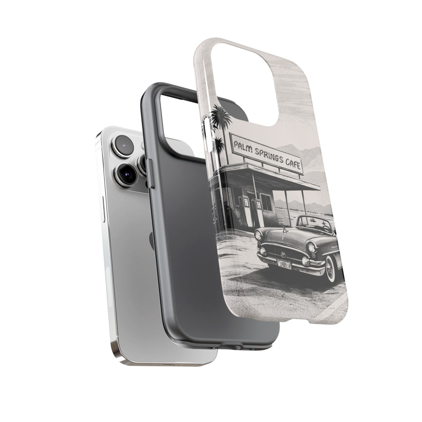 Vintage Palm Springs Cafe Phone Case – Retro Convertible Roadtrip Design