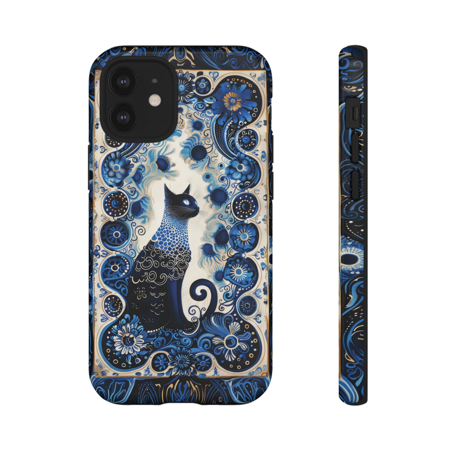 Black cat in frame Tough Cases