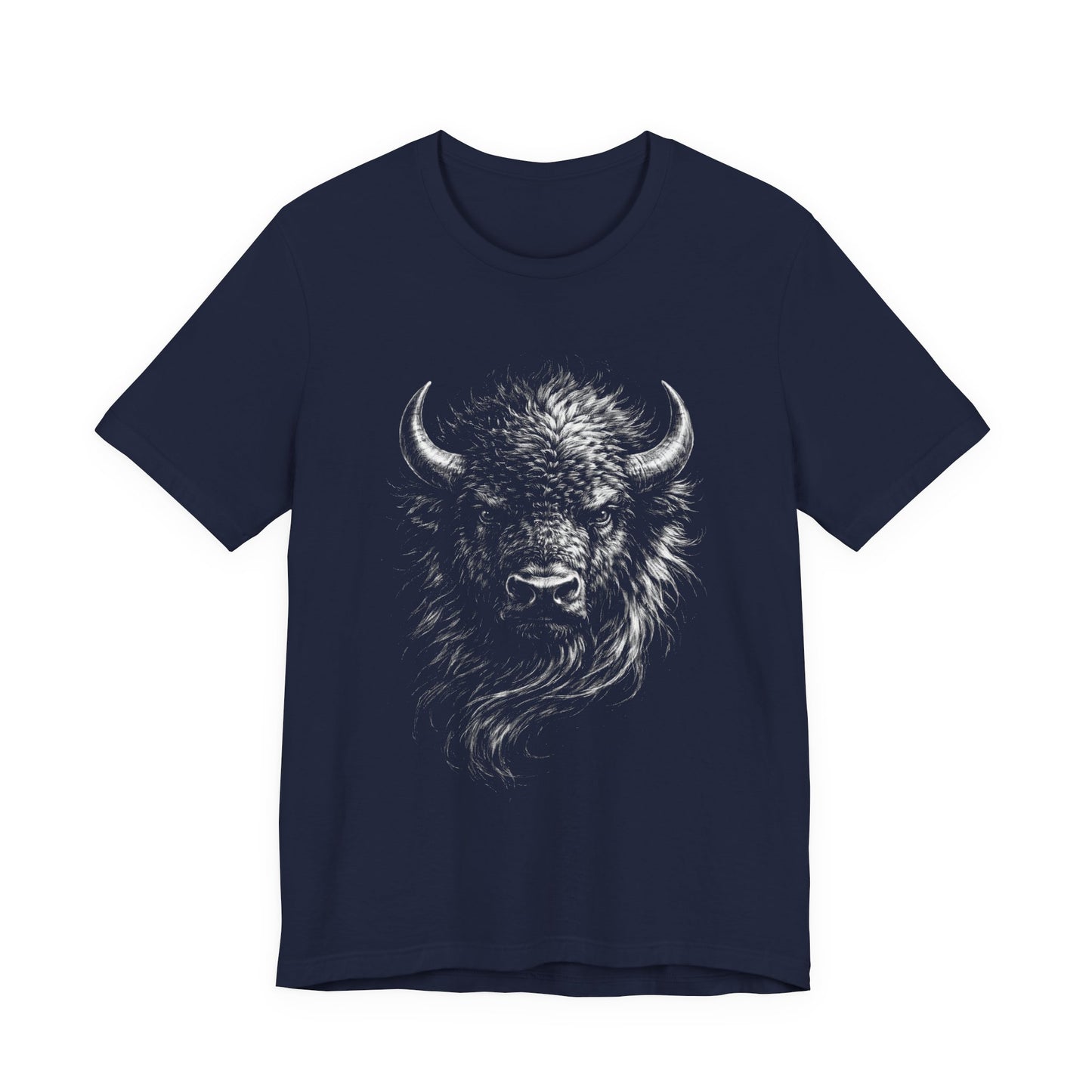 Buffalo Head Graphic T-Shirt in chalk drawing style — Vintage Bison Illustration Tee for Outdoorsmen & Wildlife Lovers