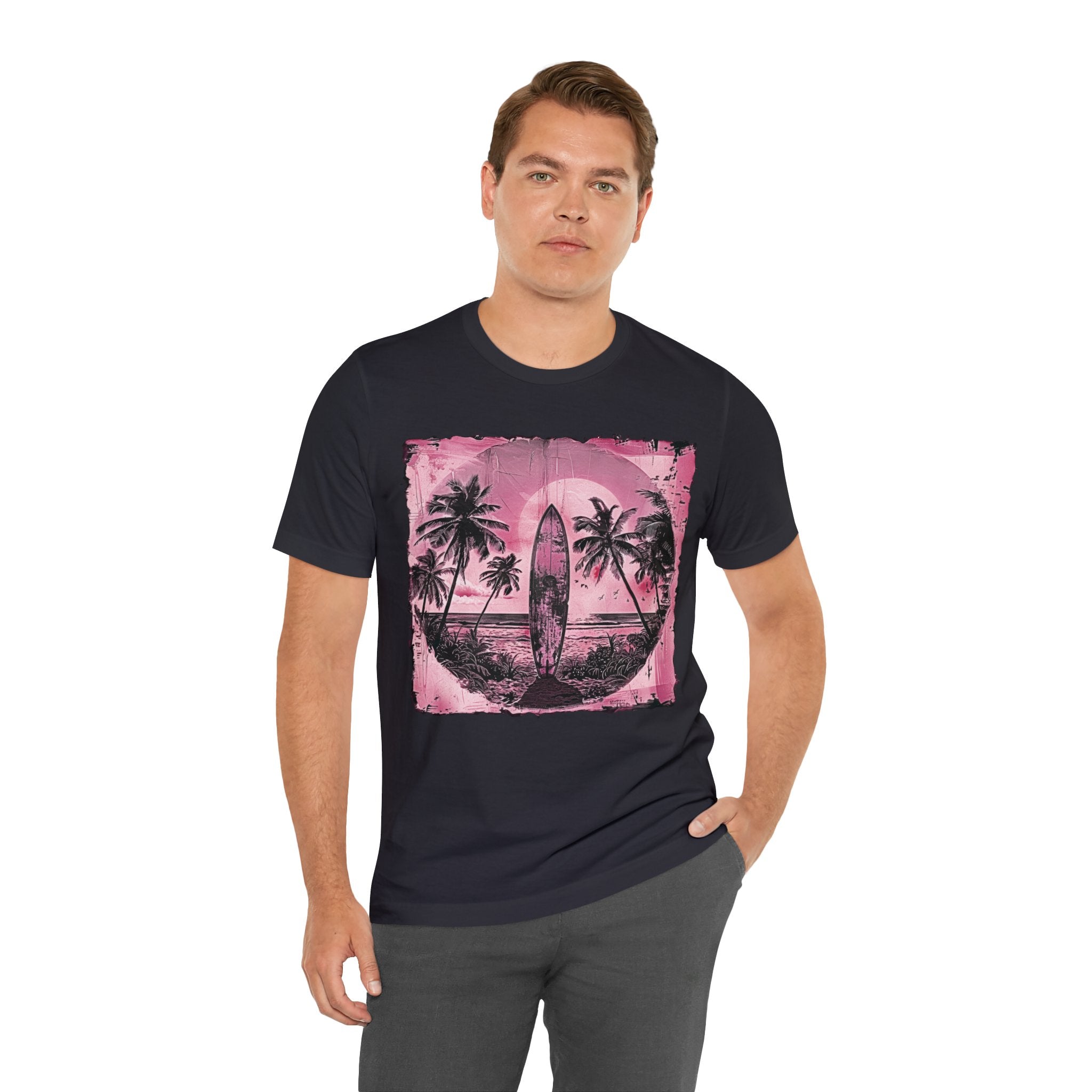Pink vintage surfboard Unisex Jersey Short Sleeve Tee