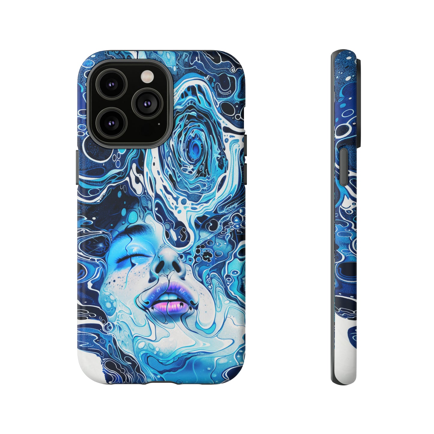 Phone Case, whimsical water fantasy design, blue woman in water, Artistic design, Tough Case, , iPhone 15, 14, 13, 12, 11, Samsung, Pixel