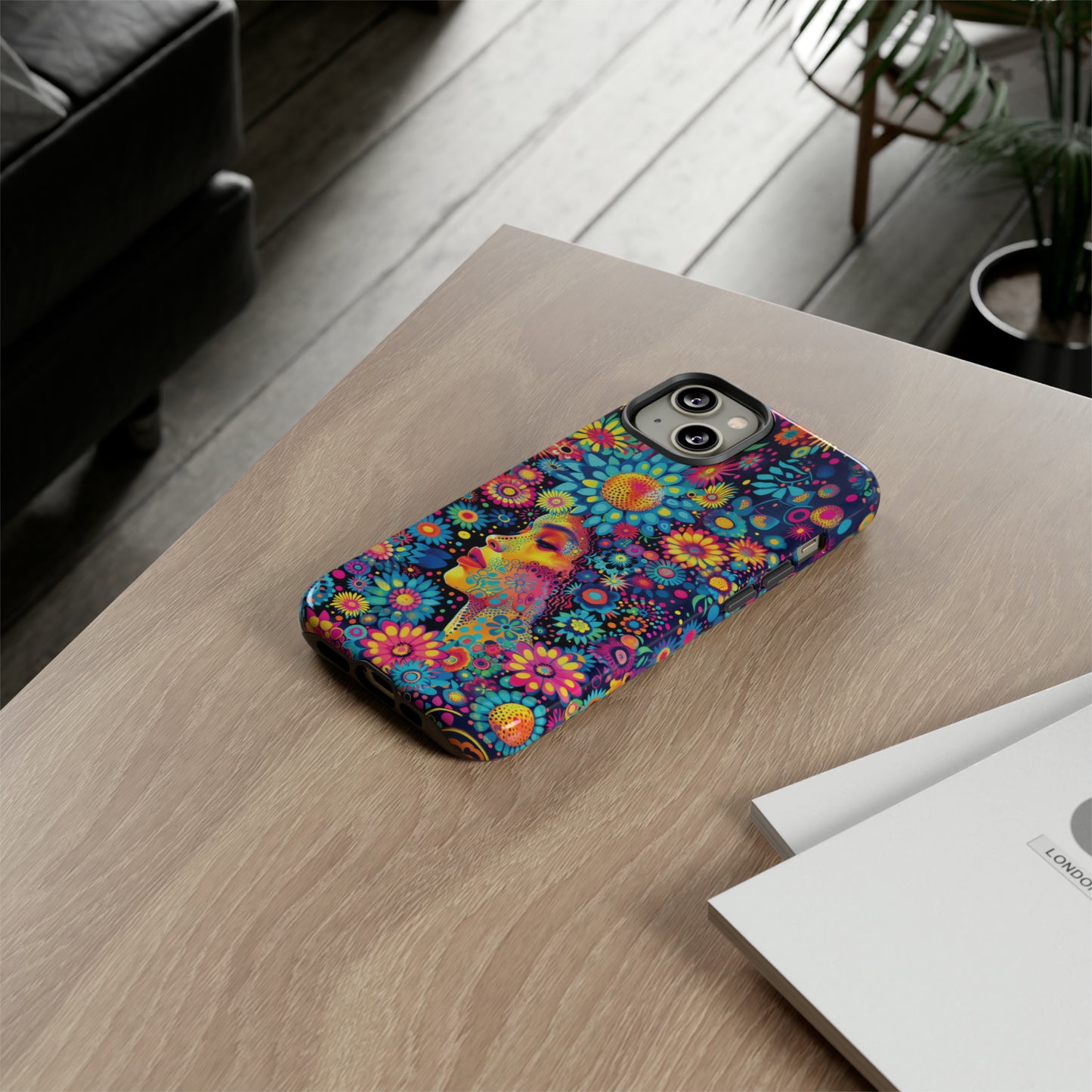 Phone Case, whimsical flower girl, Artistic design, Tough Case, Colorful flower fantasy design, iPhone 15, 14, 13, 12, 11, Samsung, Pixel