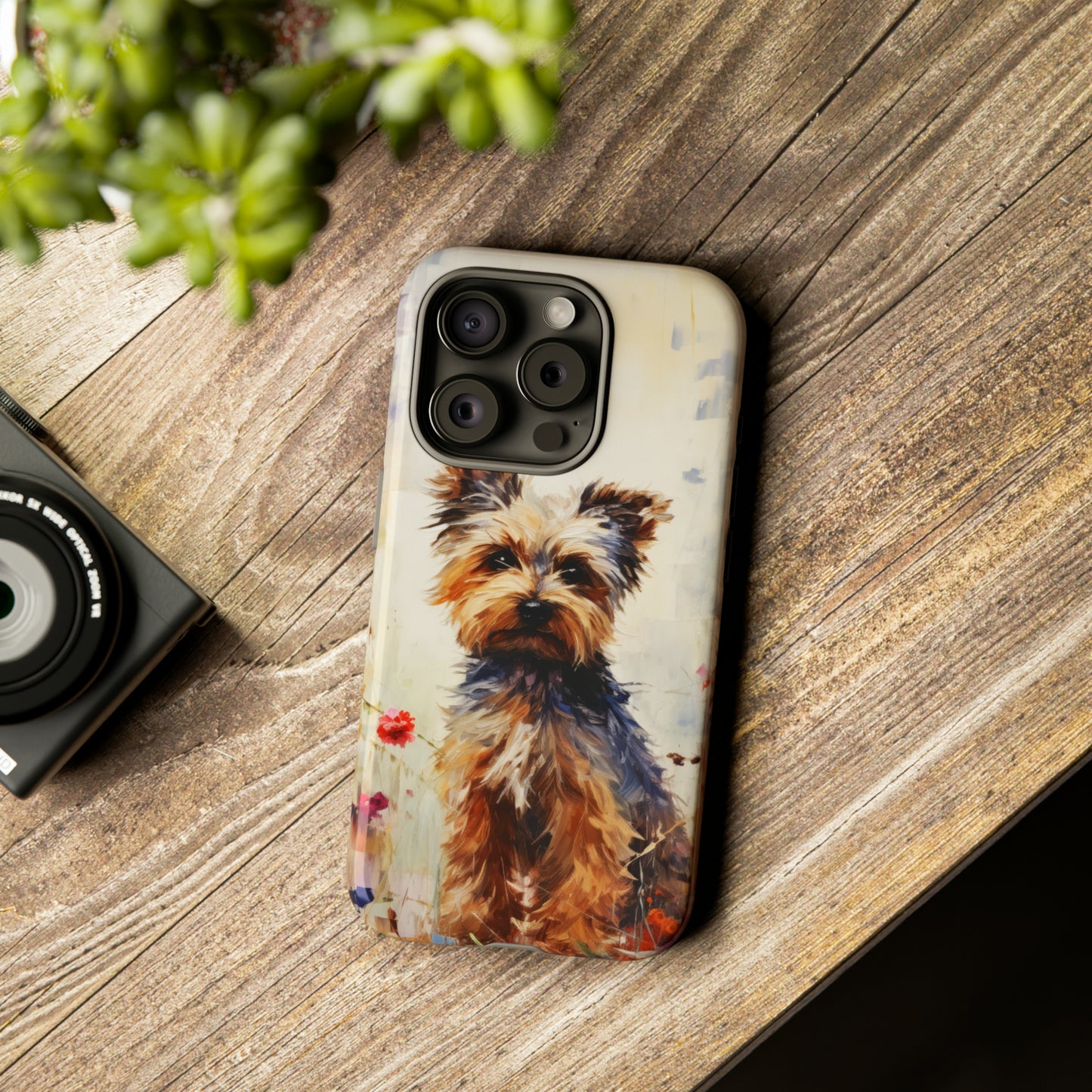 Yorkie in flowers Tough Cases