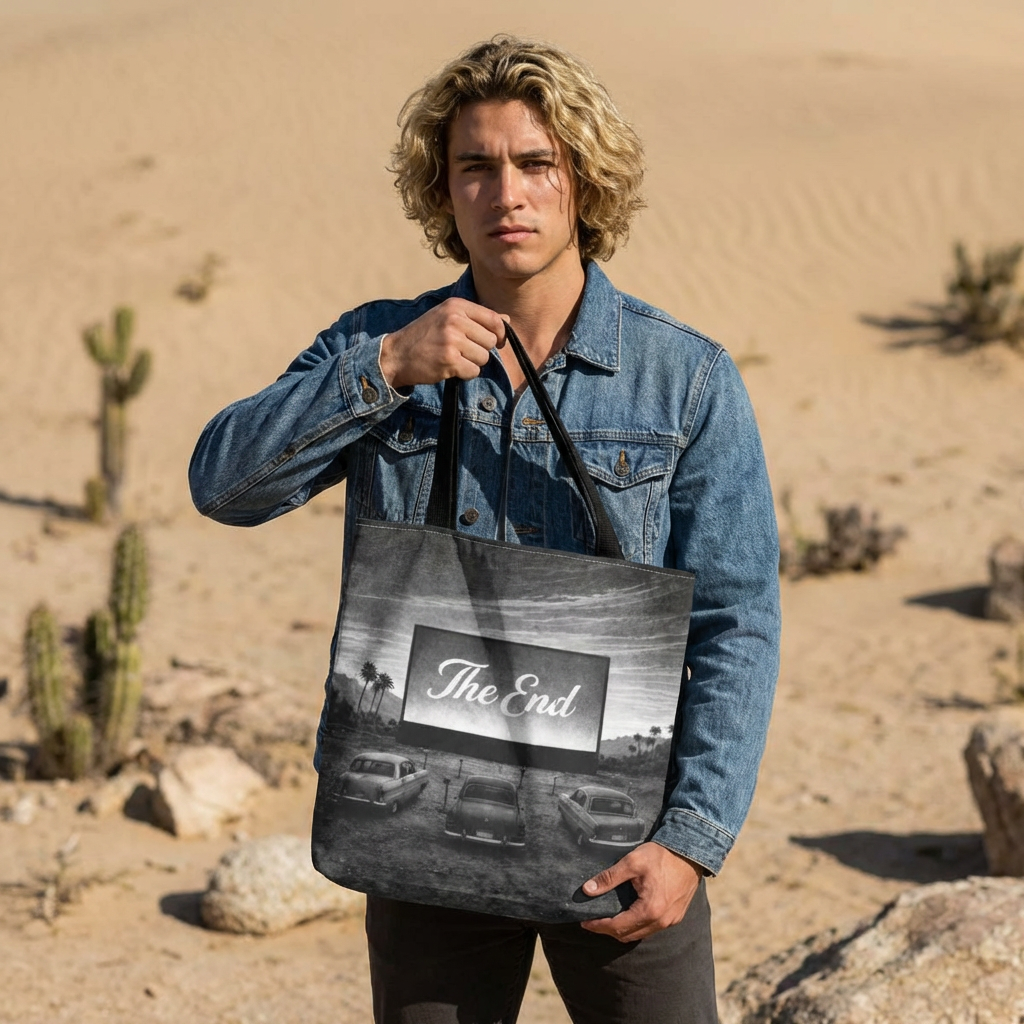 Retro Drive-In Tote Bag — 'The End' Vintage Drive In Theater  Canvas Tote