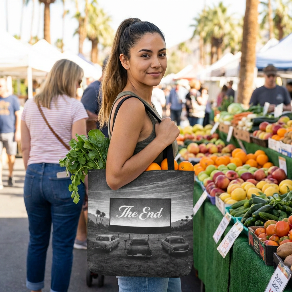 Retro Drive-In Tote Bag — 'The End' Vintage Drive In Theater  Canvas Tote