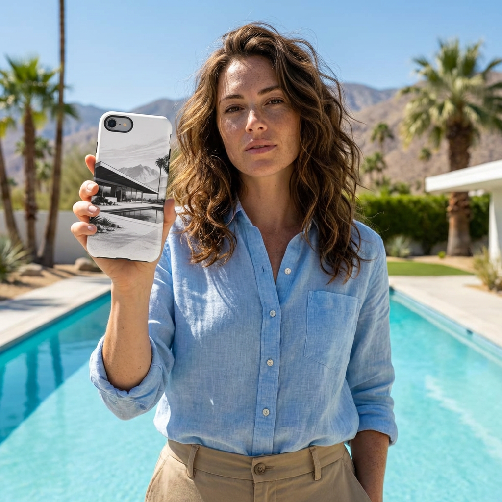 Mid-Century Palm Springs Phone Case – Retro Modern Desert House Design