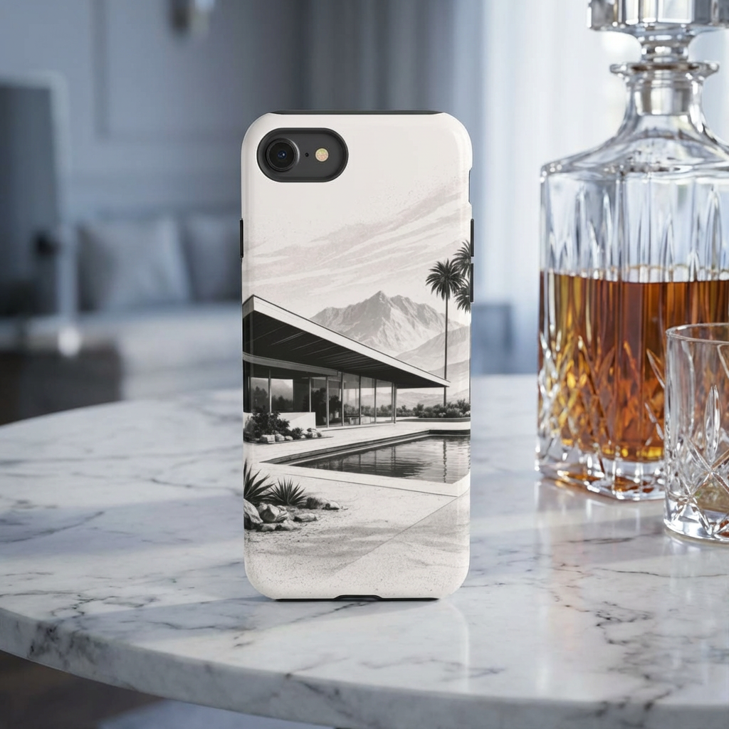 Mid-Century Palm Springs Phone Case – Retro Modern Desert House Design