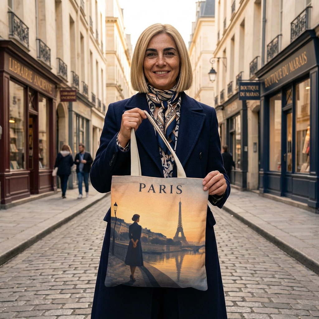 Paris Vintage Eiffel Tote Bag — Scenic Sunrise AOP Tote