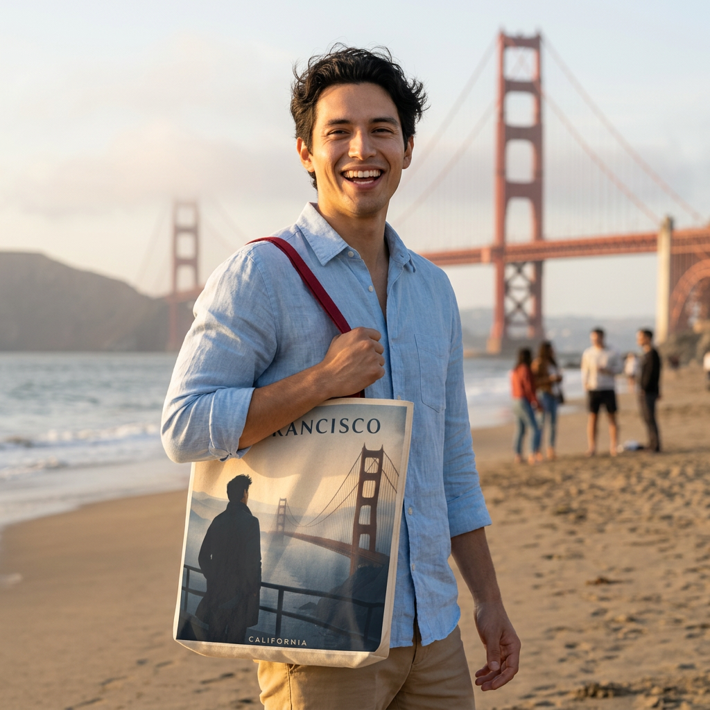 San Francisco Golden Gate Vintage Travel Tote Bag — Scenic California Souvenir
