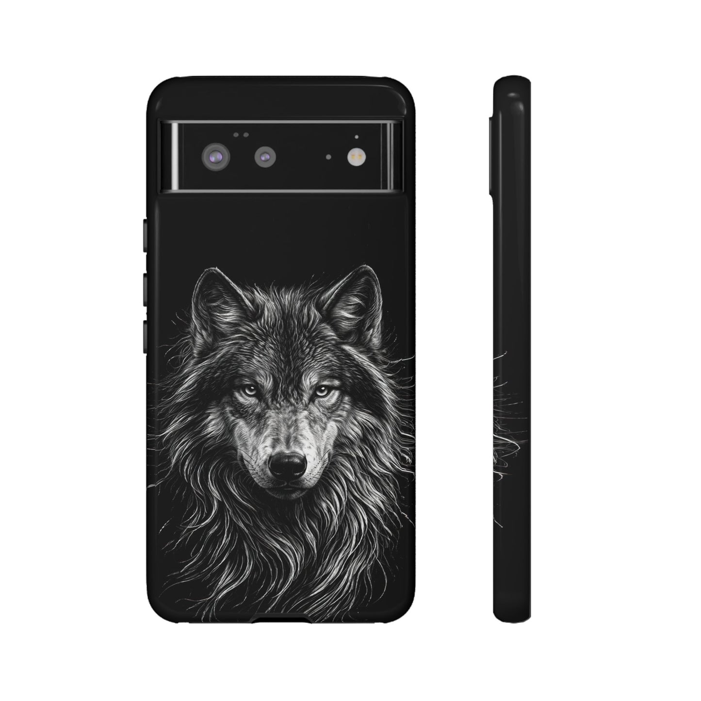 Wolf drawing Phone Case - Tough and Stylish Black Design