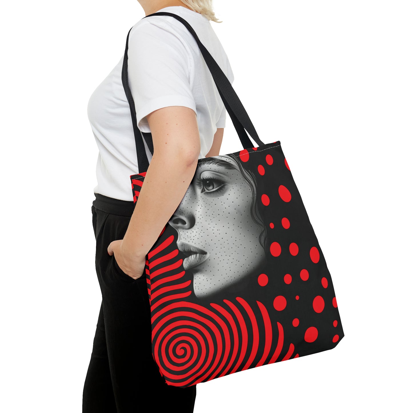 Red swirl Tote Bag in 3 sizes