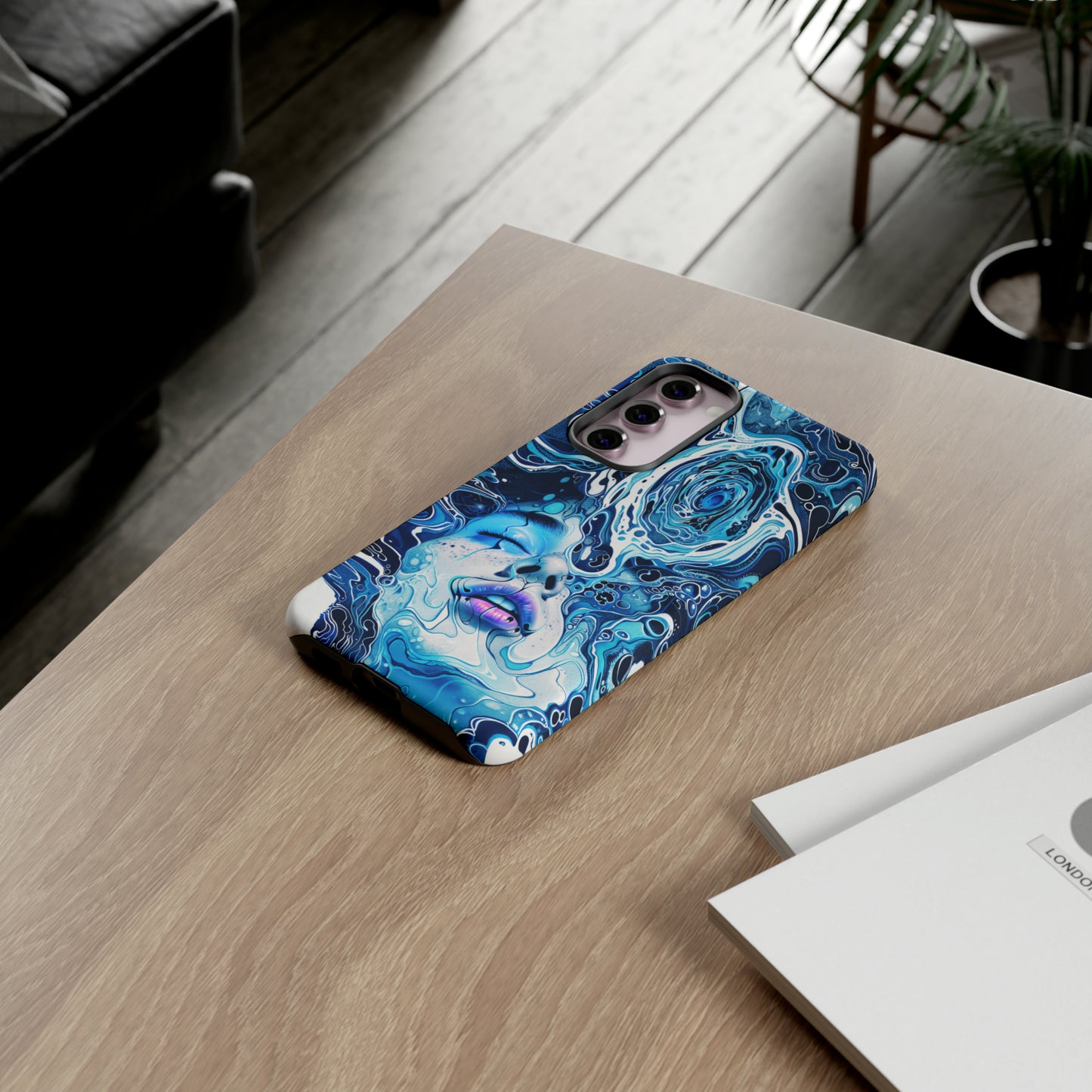 Phone Case, whimsical water fantasy design, blue woman in water, Artistic design, Tough Case, , iPhone 15, 14, 13, 12, 11, Samsung, Pixel