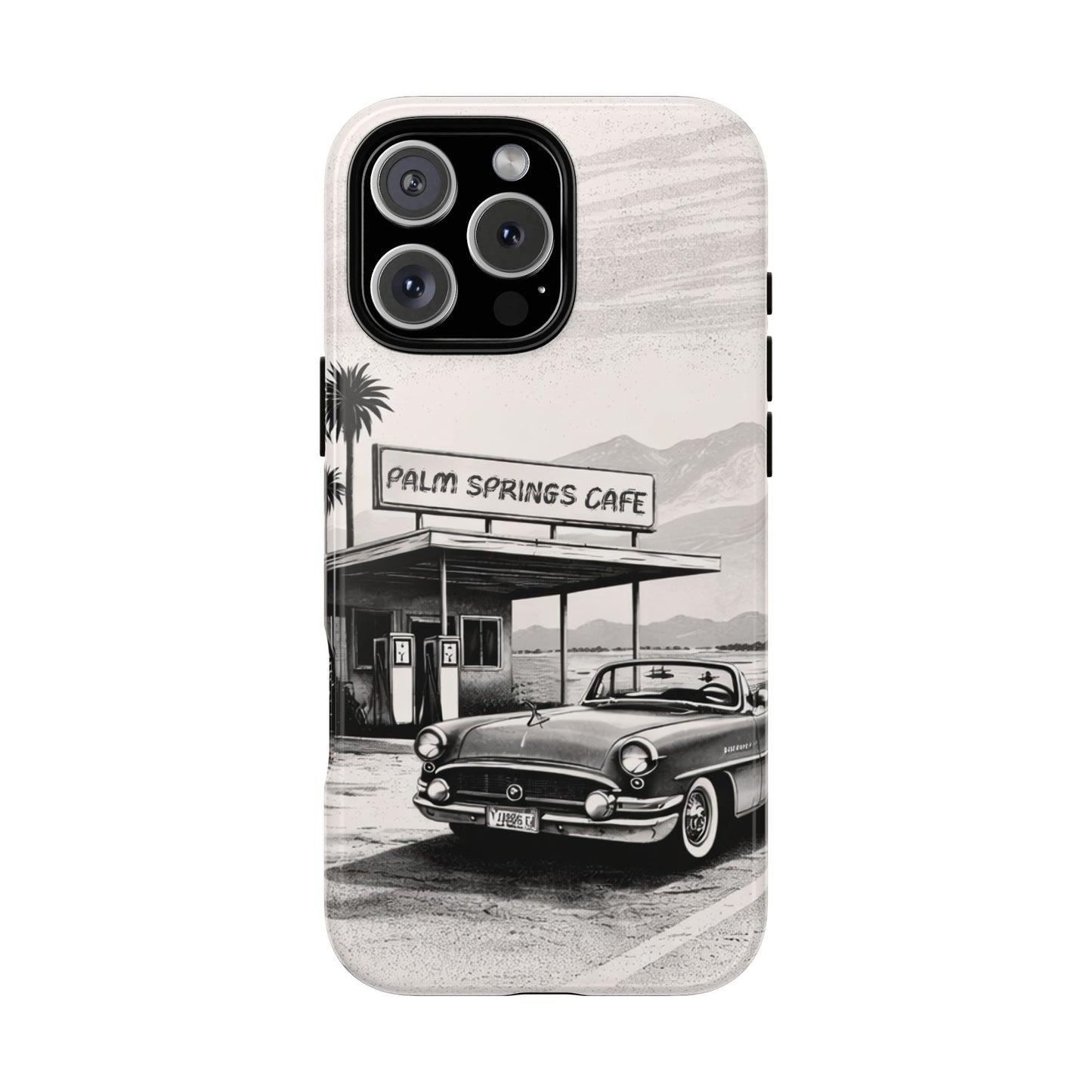Vintage Palm Springs Cafe Phone Case – Retro Convertible Roadtrip Design