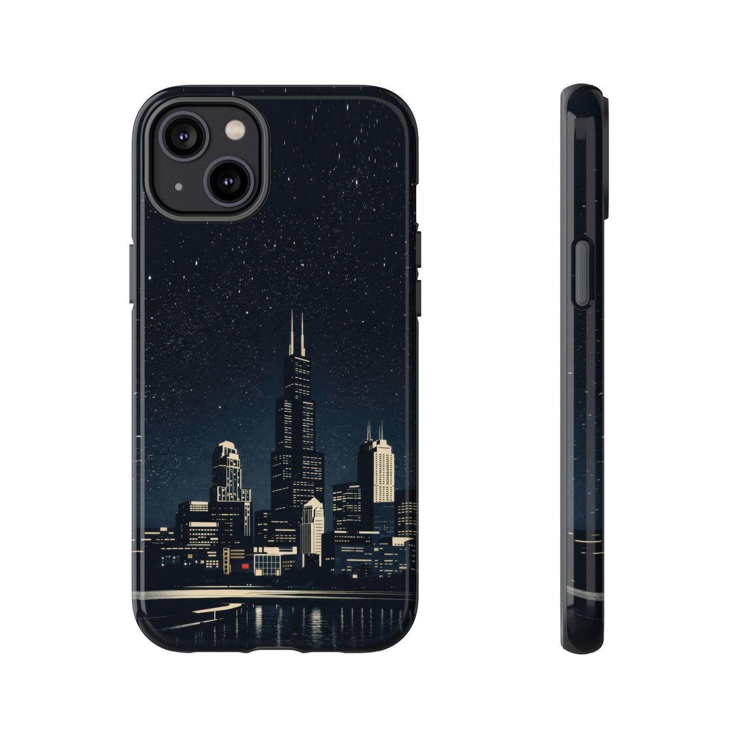 Chicago City Skyline Tough Phone Case – Nighttime Chicago Skyscraper Design