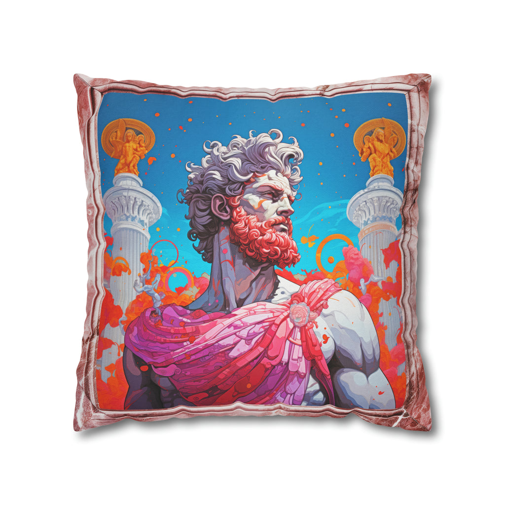 Hercules in pink toga and faux marble frame 18"x18"  Square Pillow Case
