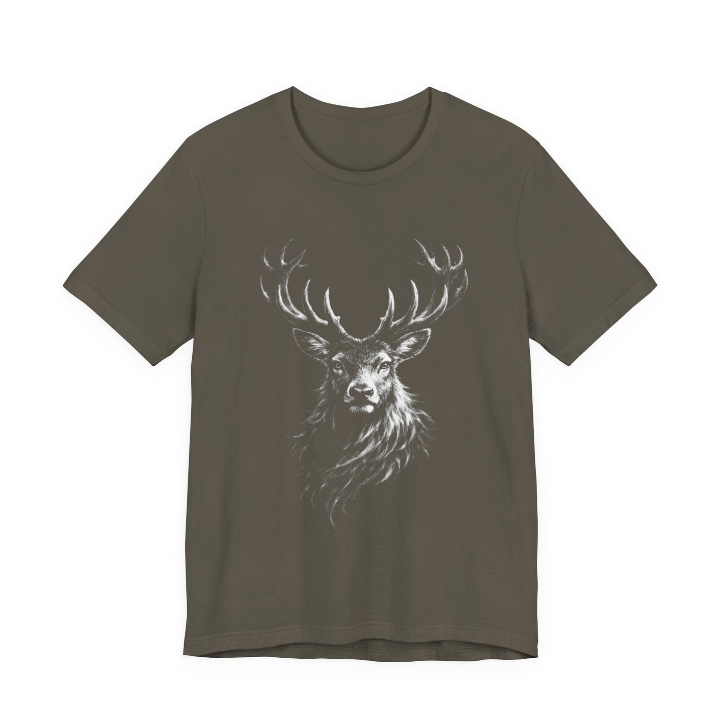 Stag Deer Charcoal Drawing Shirt – Wilderness Wildlife Art Tee, Unisex Jersey Short Sleeve Tee