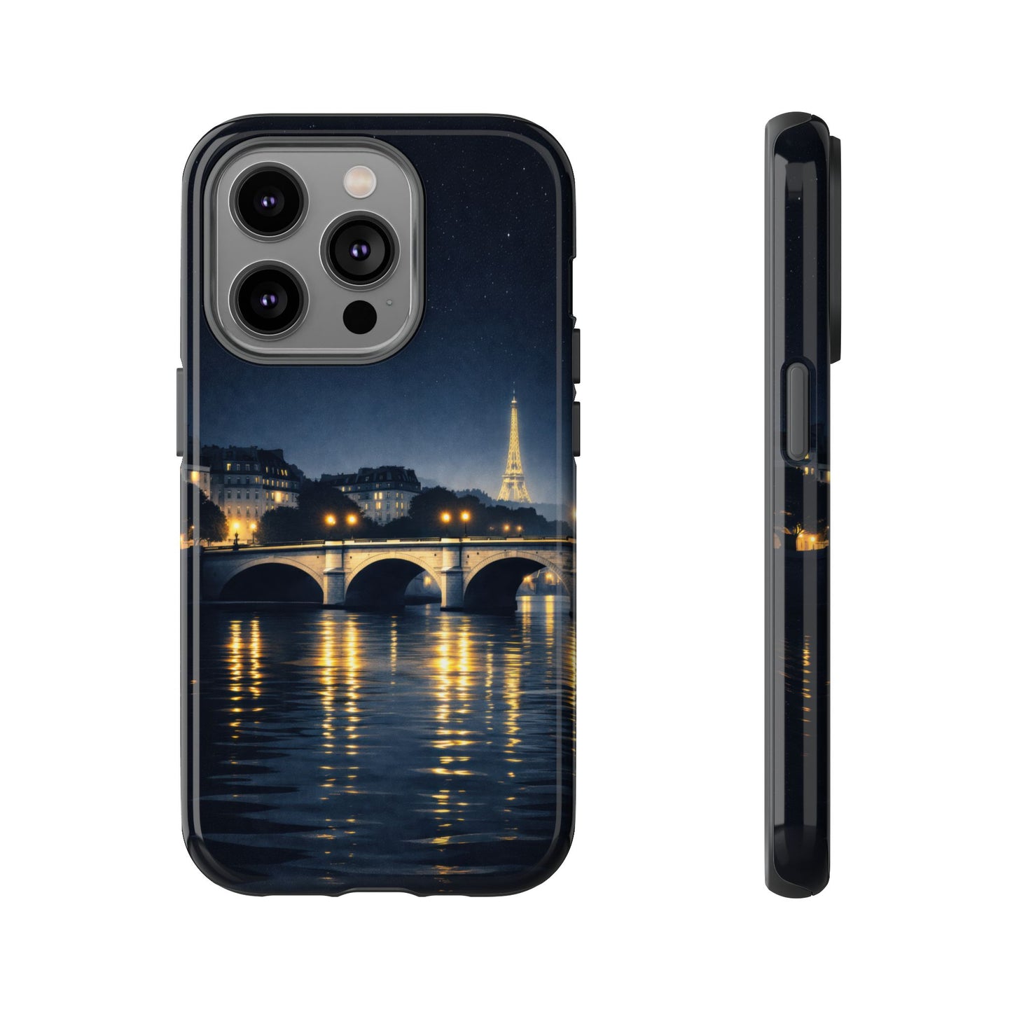 Paris Night Skyline Tough Phone Case — Eiffel Tower Reflections