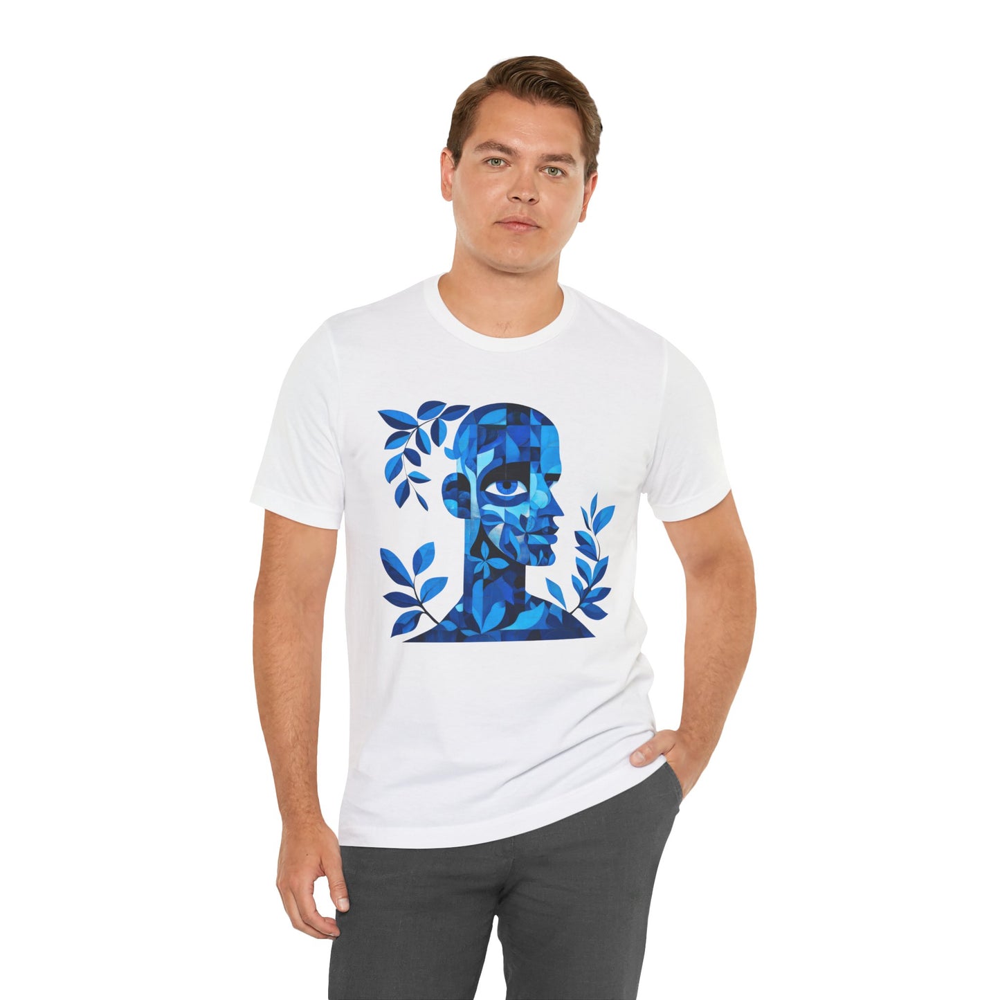 Blue Floral Art Unisex Tee, Artistic Graphic Shirt, Trendy Summer Wear, Gift for Art Lovers, Casual Everyday Style